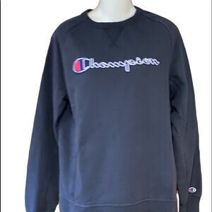 Champion Navy Blue Size Medium Sweatshirt with Patch Logo